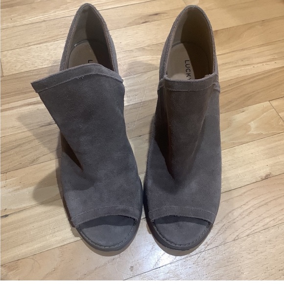 Lucky Brand Laretah Peep Toe Suede Bootie - Picture 5 of 9